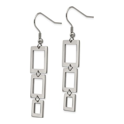 Stainless Steel Square Dangle Earrings – view 4