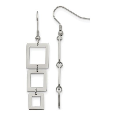 Stainless Steel Square Dangle Earrings
