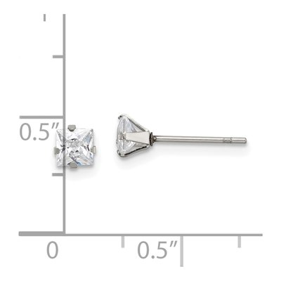 Stainless Steel 4mm CZ Square Stud Earrings – view 6