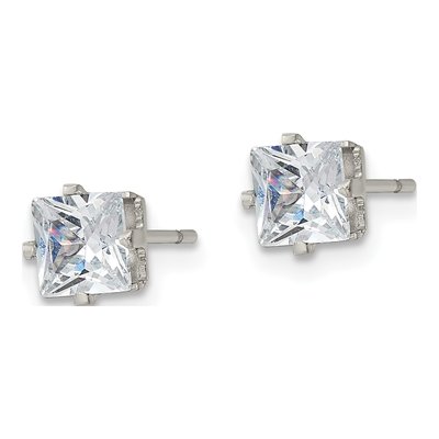 Stainless Steel 5mm CZ Square Stud Earrings – view 4