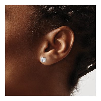 Stainless Steel 5mm CZ Square Stud Earrings – view 5