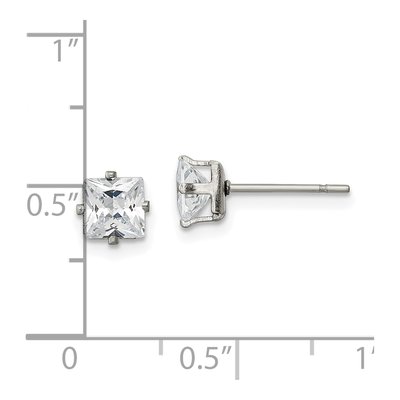 Stainless Steel 5mm CZ Square Stud Earrings – view 6