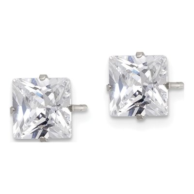 Stainless Steel 7mm CZ Square Stud Earrings – view 4