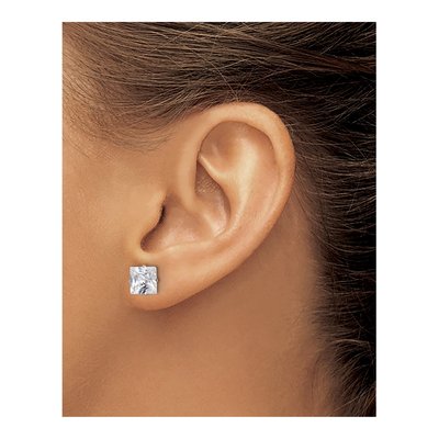 Stainless Steel 7mm CZ Square Stud Earrings – view 5