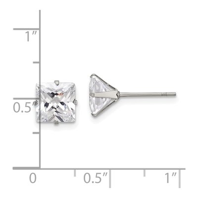 Stainless Steel 7mm CZ Square Stud Earrings – view 6