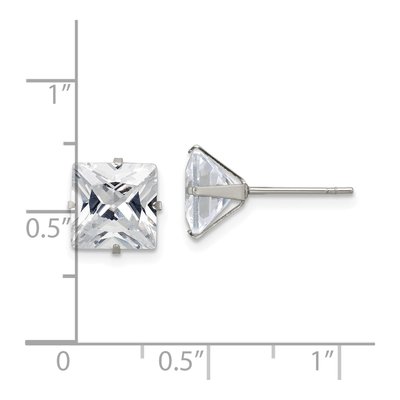 Stainless Steel 8mm CZ Square Stud Earrings – view 6