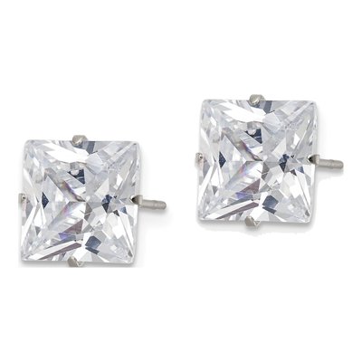 Stainless Steel 9mm CZ Square Stud Earrings – view 4
