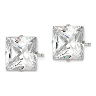 Stainless Steel 10mm CZ Square Stud Earrings – view 4