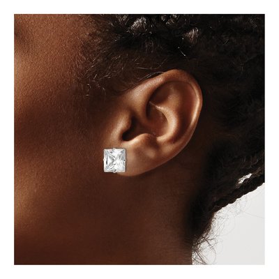 Stainless Steel 10mm CZ Square Stud Earrings – view 5