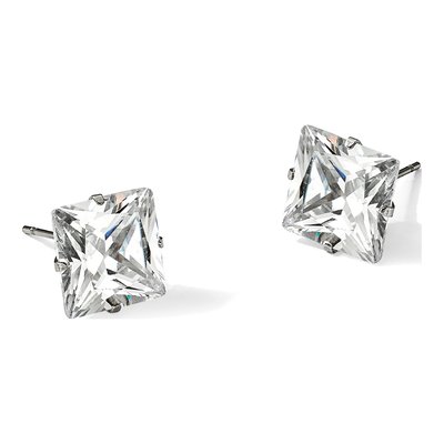 Stainless Steel 10mm CZ Square Stud Earrings – view 7