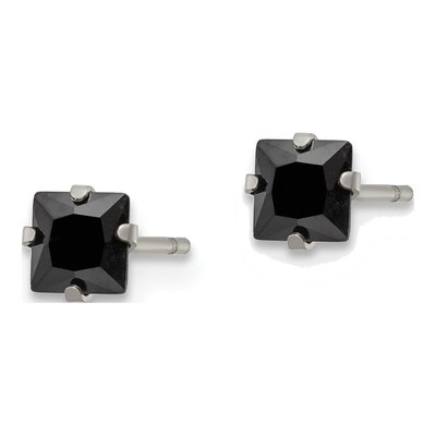 Stainless Steel 4mm CZ Square Stud Earrings – view 4