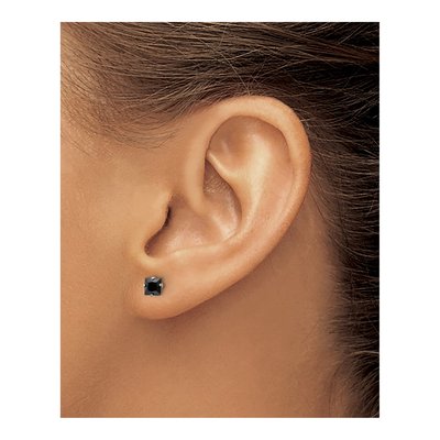 Stainless Steel 4mm CZ Square Stud Earrings – view 5