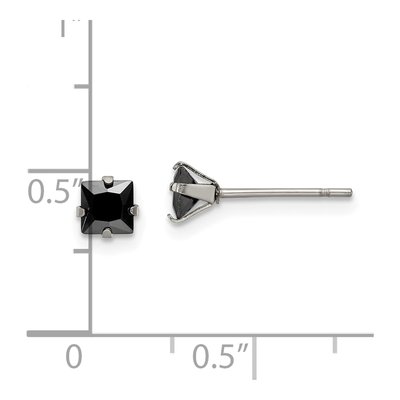 Stainless Steel 4mm CZ Square Stud Earrings – view 6