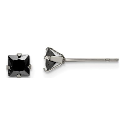 Stainless Steel 4mm CZ Square Stud Earrings