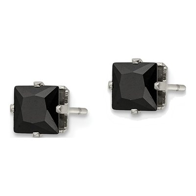 Stainless Steel 5mm CZ Square Stud Earrings – view 4