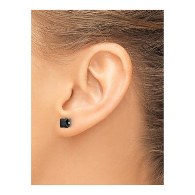 Stainless Steel 5mm CZ Square Stud Earrings – view 5