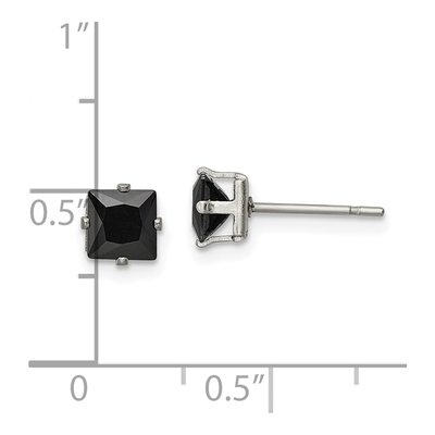 Stainless Steel 5mm CZ Square Stud Earrings – view 6
