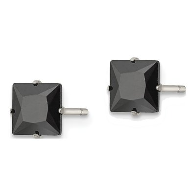 Stainless Steel 6mm Square CZ Stud Earrings – view 4