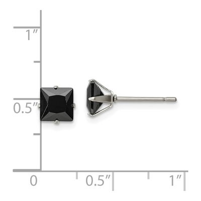Stainless Steel 6mm Square CZ Stud Earrings – view 6
