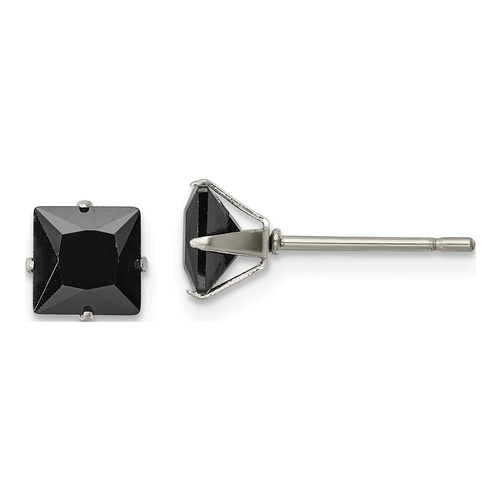 Chisel Stainless Steel Black CZ Stud Earrings