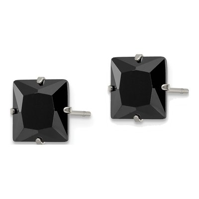 Stainless Steel 8mm CZ Square Stud Earrings – view 4