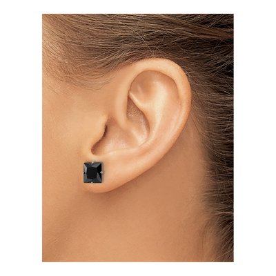 Stainless Steel 8mm CZ Square Stud Earrings – view 5