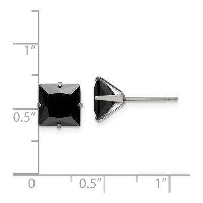 Stainless Steel 8mm CZ Square Stud Earrings – view 6