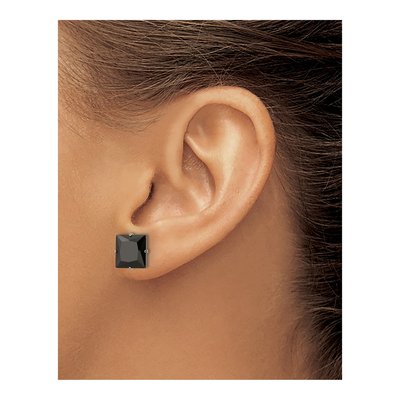 Stainless Steel 9mm Square CZ Stud Earrings – view 5
