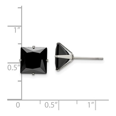 Stainless Steel 9mm Square CZ Stud Earrings – view 6