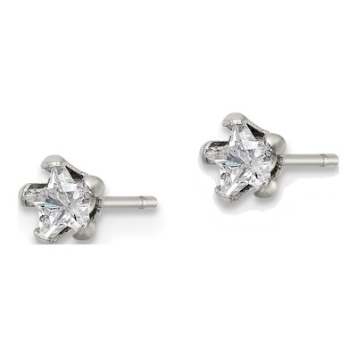 Stainless Steel 4mm CZ Star Stud Earrings – view 4