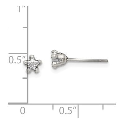 Stainless Steel 4mm CZ Star Stud Earrings – view 6