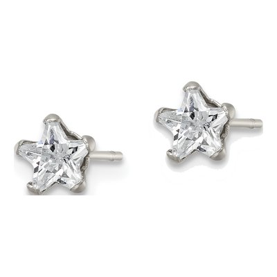 Stainless Steel 5mm CZ Star Stud Earrings – view 4