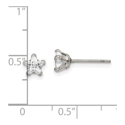 Stainless Steel 5mm CZ Star Stud Earrings – view 6