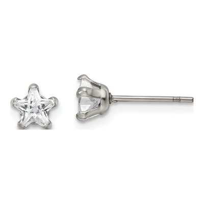 Stainless Steel 5mm CZ Star Stud Earrings