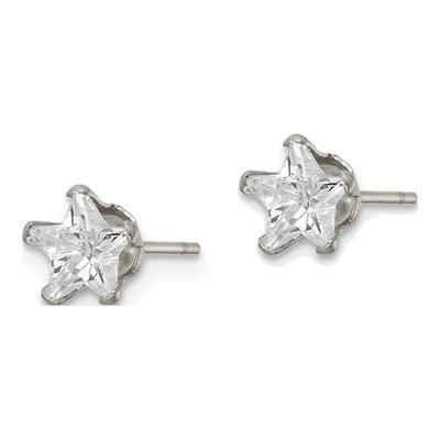 Stainless Steel 6mm CZ Star Stud Earrings – view 4