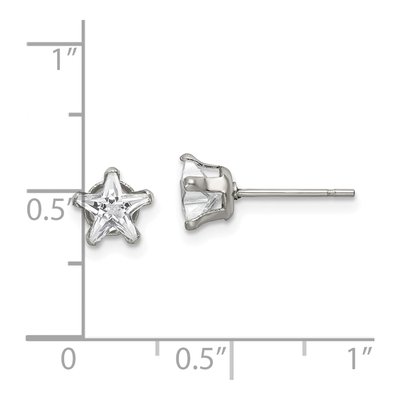 Stainless Steel 6mm CZ Star Stud Earrings – view 6