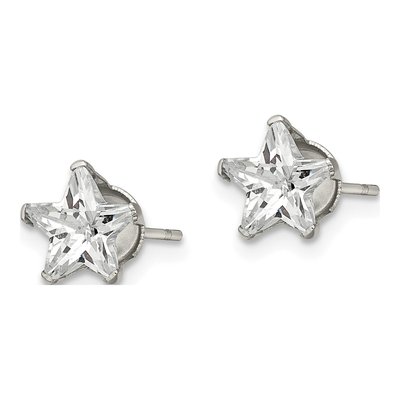 Stainless Steel 7mm CZ Star Stud Earrings – view 4