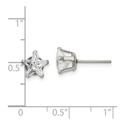 Stainless Steel 7mm CZ Star Stud Earrings – view 6