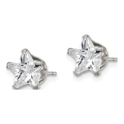 Stainless Steel 8mm CZ Star Stud Earrings – view 4
