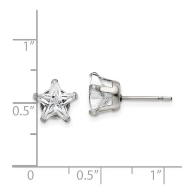Stainless Steel 8mm CZ Star Stud Earrings – view 6