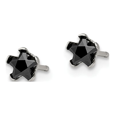 Stainless Steel 4mm CZ Star Stud Earrings – view 4