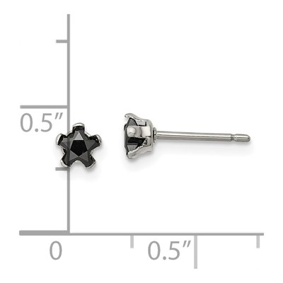 Stainless Steel 4mm CZ Star Stud Earrings – view 6