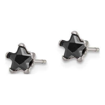 Stainless Steel 5mm CZ Star Stud Earrings – view 4