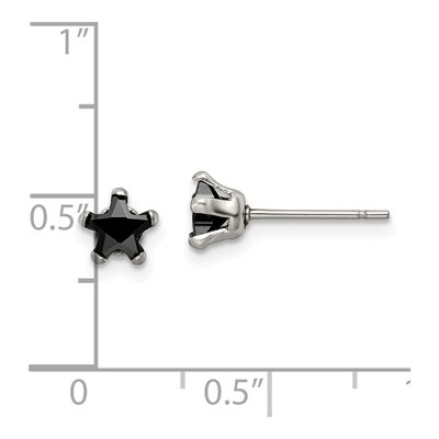 Stainless Steel 5mm CZ Star Stud Earrings – view 6
