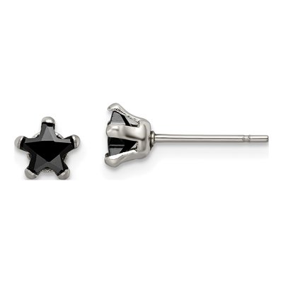 Stainless Steel 5mm CZ Star Stud Earrings