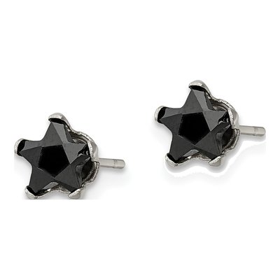 Stainless Steel 6mm CZ Star Stud Earrings – view 4