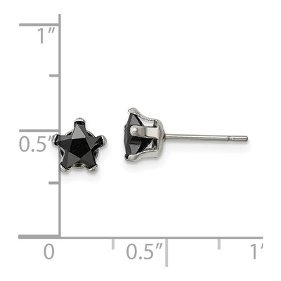 Stainless Steel 6mm CZ Star Stud Earrings – view 6