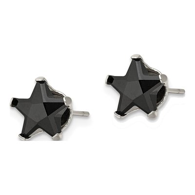 Stainless Steel 8mm CZ Star Stud Earrings – view 4