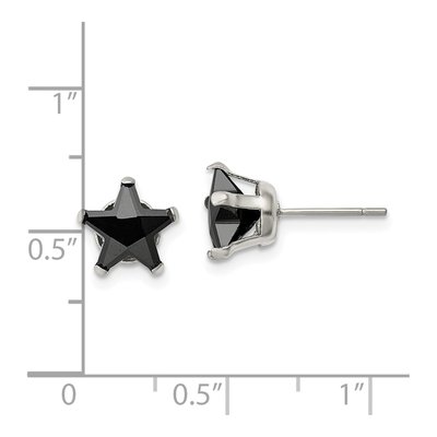 Stainless Steel 8mm CZ Star Stud Earrings – view 6