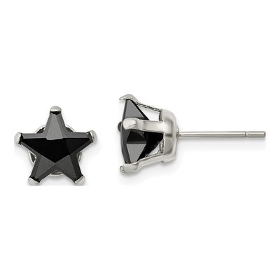 Stainless Steel 8mm CZ Star Stud Earrings